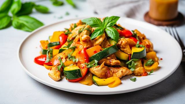 Chicken and Basil Stir Fry (Dinner)