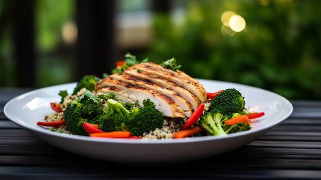Grilled Chicken with Steamed Broccoli & Quinoa Salad