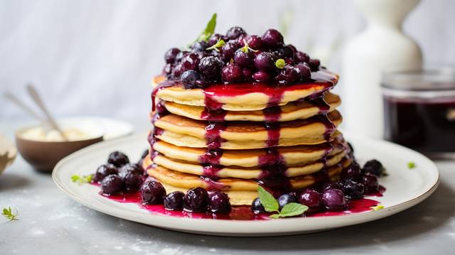 Quinoa Pancakes with Blueberry Syrup