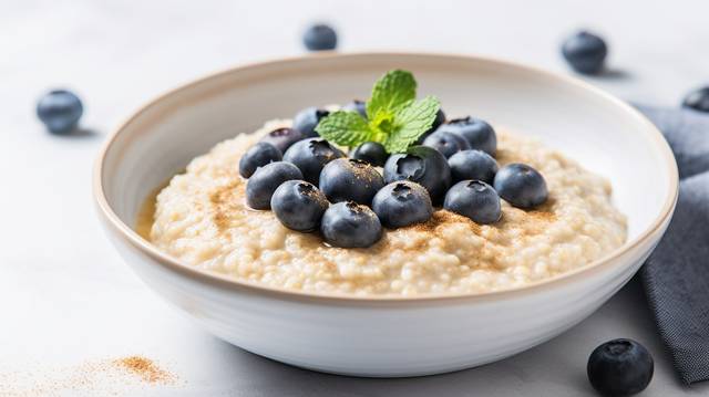 Quinoa Porridge with Fresh Blueberries and Honey