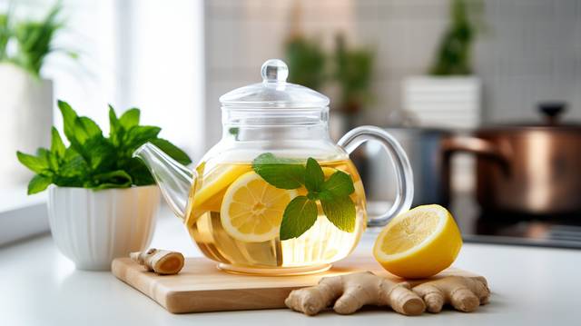 Refreshing Lemon Ginger Herbal Tea