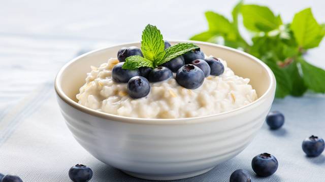 Vanilla and Blueberry Chilled Rice Pudding