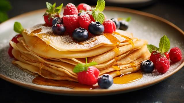 Vanilla Buckwheat Crepes with Berries