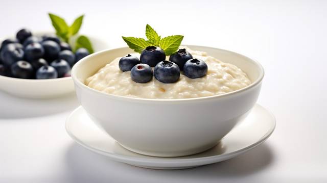 Vanilla Rice Pudding with Blueberries