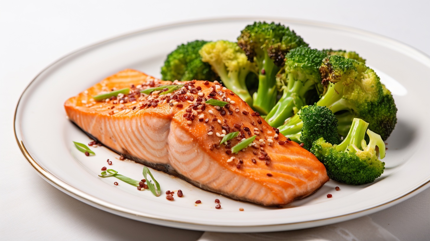 Baked Salmon with Quinoa and Steamed Broccoli