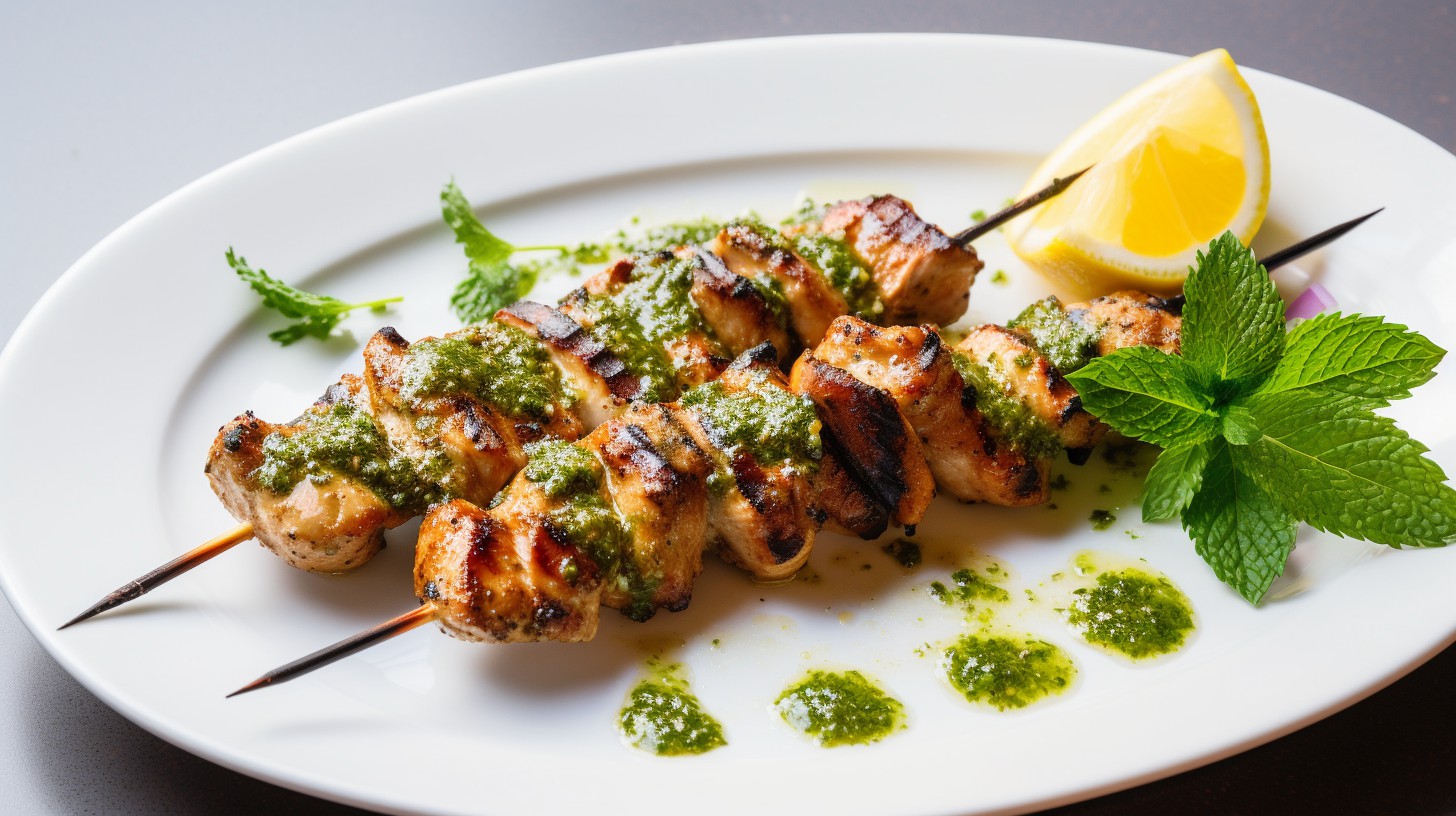 Grilled Chicken Skewers with Fresh Mint Sauce