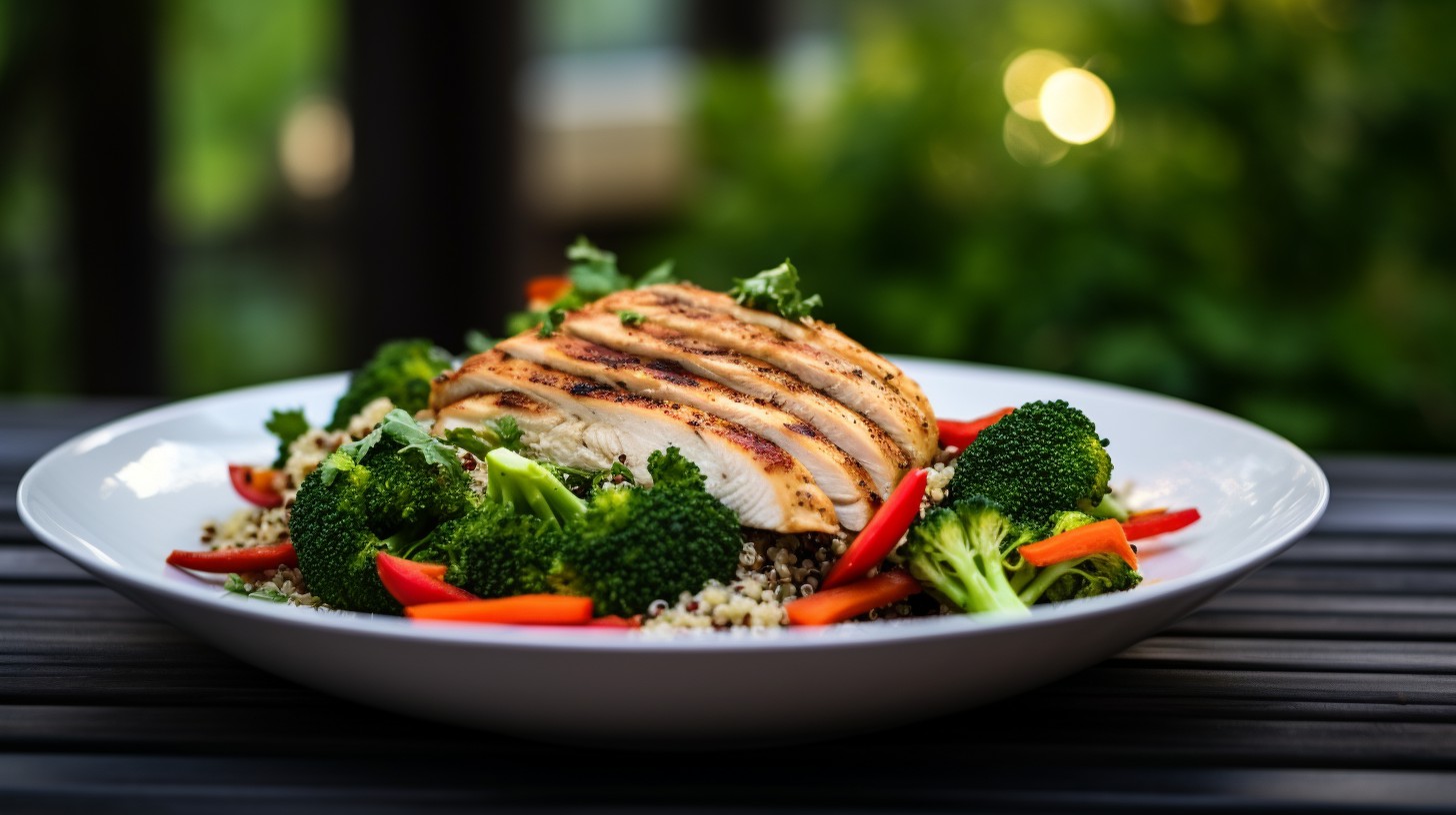Grilled Chicken with Steamed Broccoli & Quinoa Salad