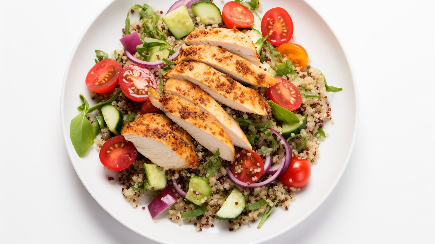 Quinoa Salad with Grilled Chicken and Fresh Veggies