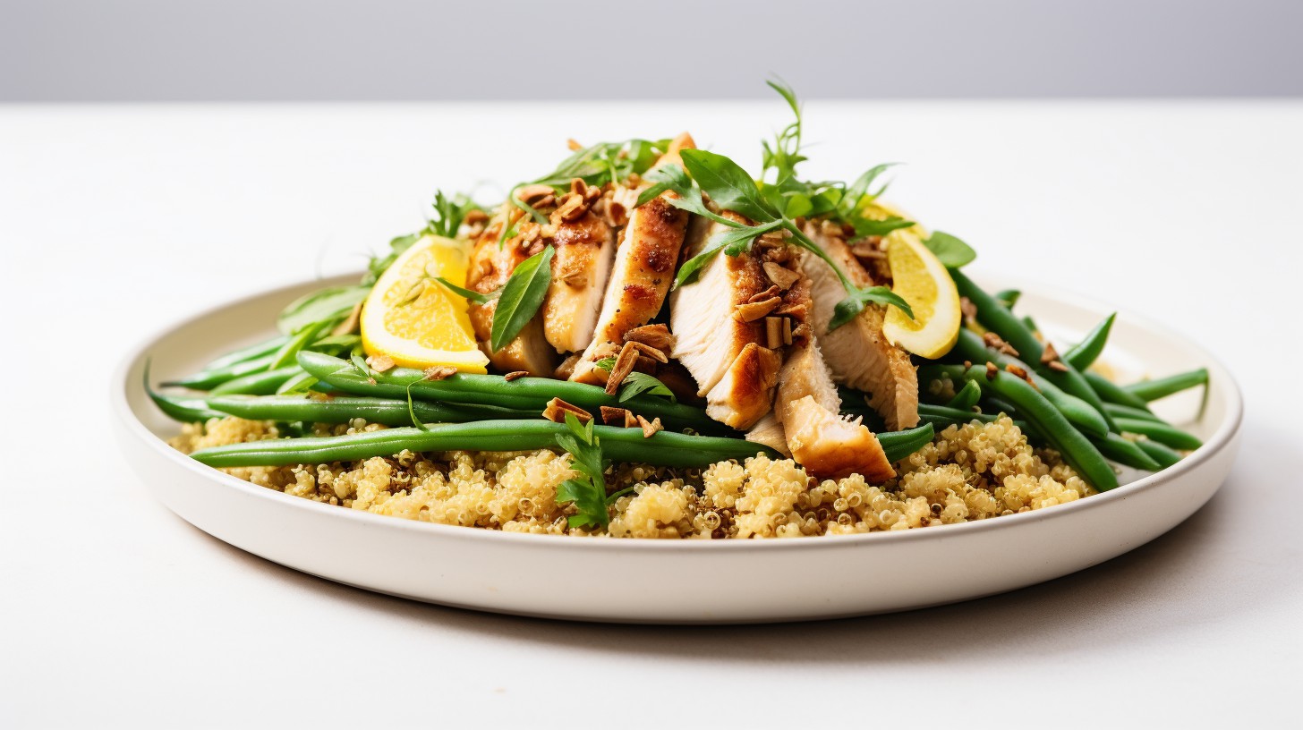 Roasted Lemon Chicken with Quinoa and Green Beans